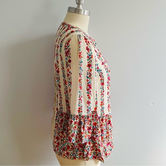 Anthropologie x Maeve Floral Hiver Blouse Lace Button Down Top- Size 0 - Picture 6 of 9